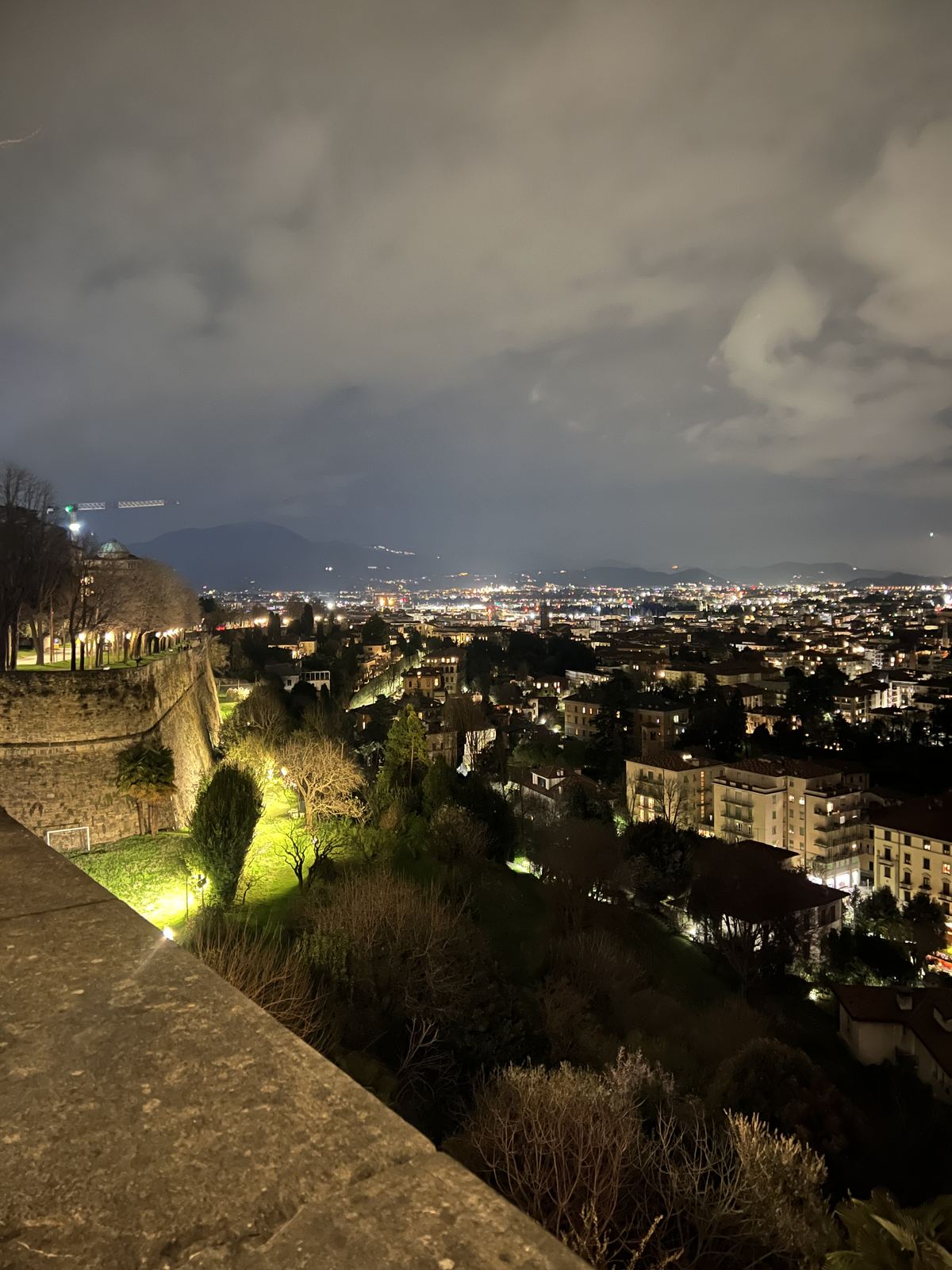 Night panorama of Bergamo from the walls